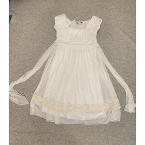 Jody of California Dress Girls‎ 8 White Chiffon Lace Trim Sash Tie Made USA